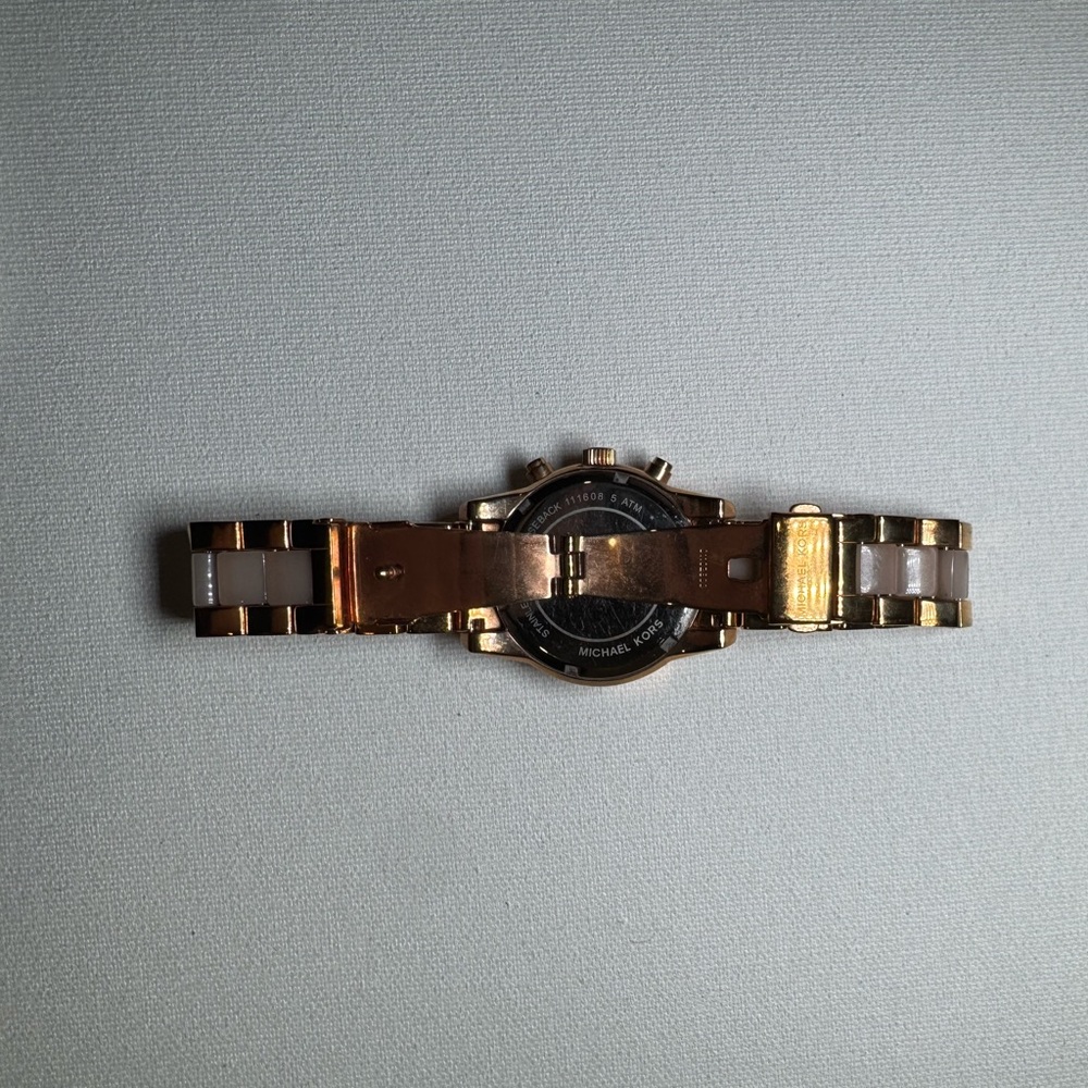 Michael Kors Pink and Gold Women's Watch - Picture 6 of 9